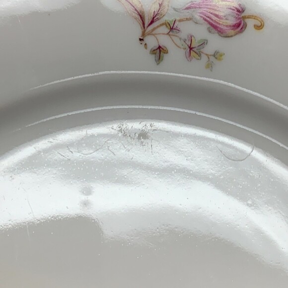 Bohemian Czechoslovakia Salad Plates Floral White Pink Gold Trim Lot of 7 - Picture 11 of 11